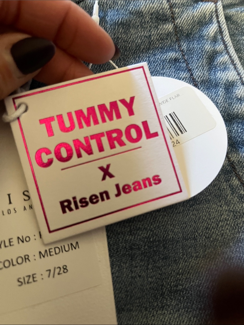 NWT Risen High Rise Tummy Control Wide Flare Jeans - Light Blue - Picture 5 of 6